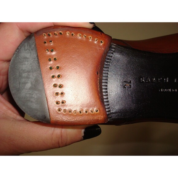 New Womens 7 8 8.5 NIB Ralph Lauren Collection Rexford Brown Leather Boot Italy - Picture 9 of 16